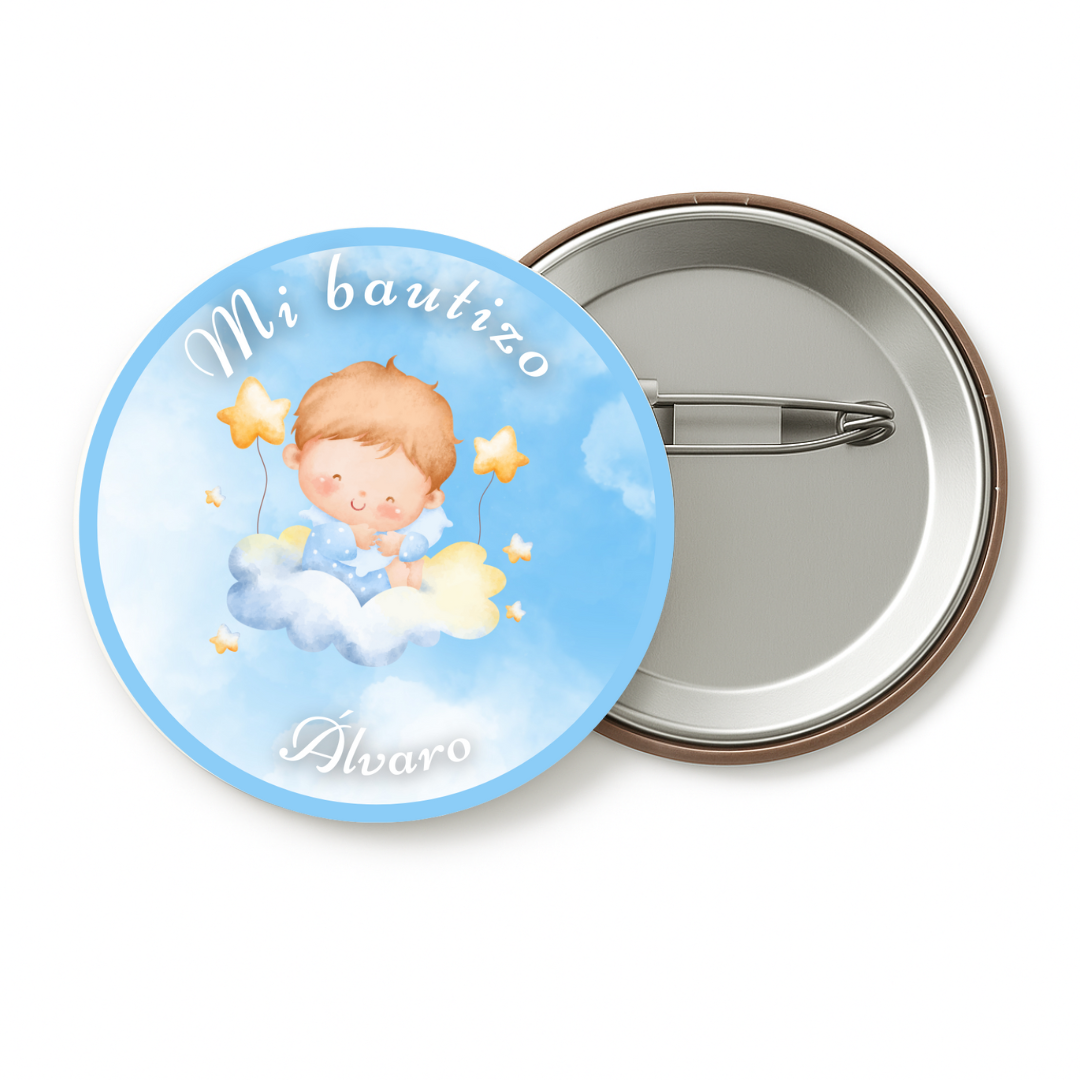 Chapas para bautizo con dibujo y texto bodas comuniones regalos detalles celebraciones