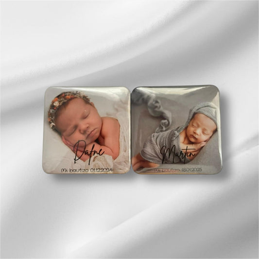 Imán personalizado cuadrado bautizo eventos celebraciones frigoríficos nevera regalos detalles