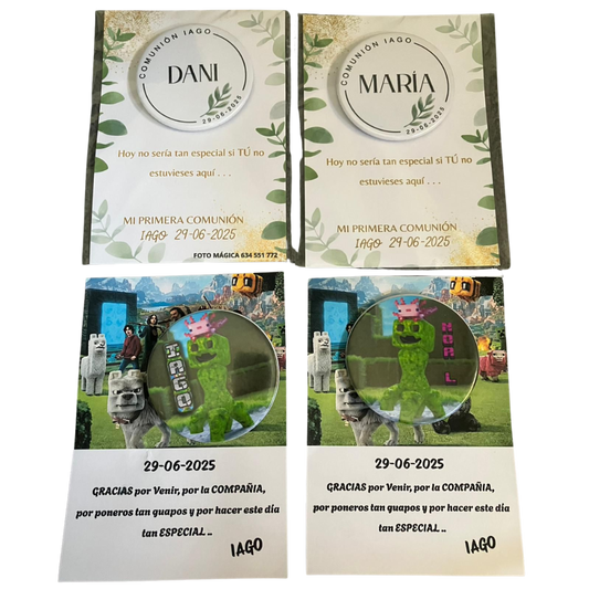 Tarjeta y bolsa para tus detalles para tus regalos bodas bautizos comuniones eventos