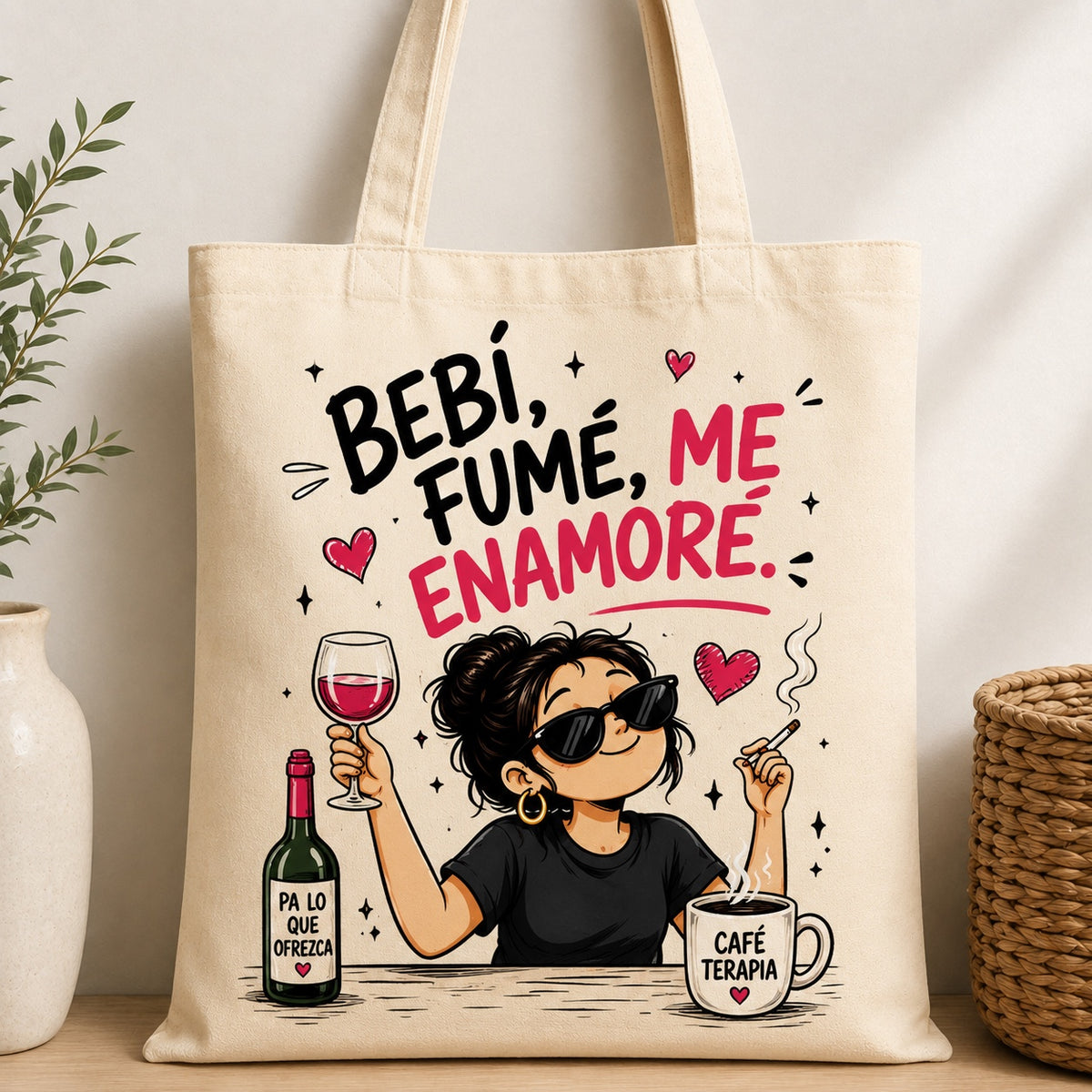 Bolsa de Algodón Bebí, Fumé, Me Enamoré – Diseño Divertido