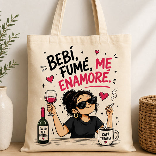 Bolsa de Algodón Bebí, Fumé, Me Enamoré – Diseño Divertido