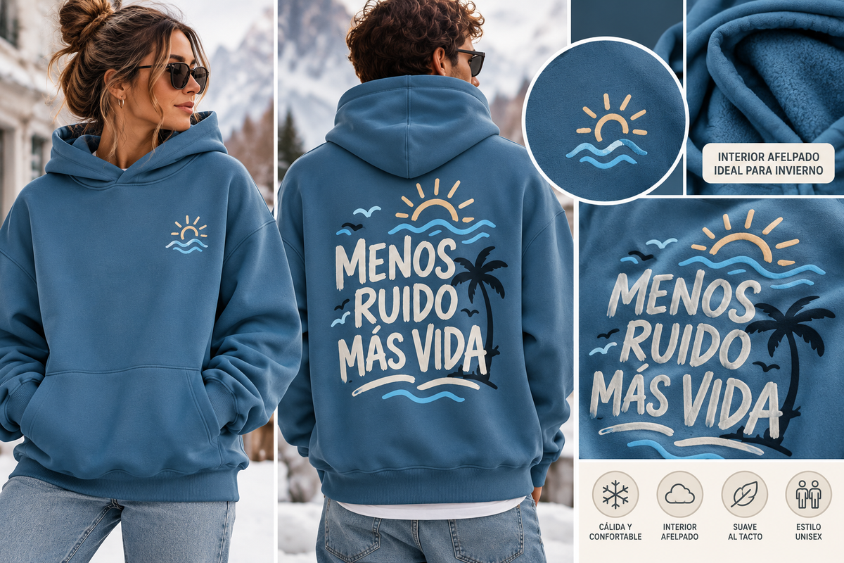 Sudadera Unisex Oversize «Menos Ruido, Más Vida»