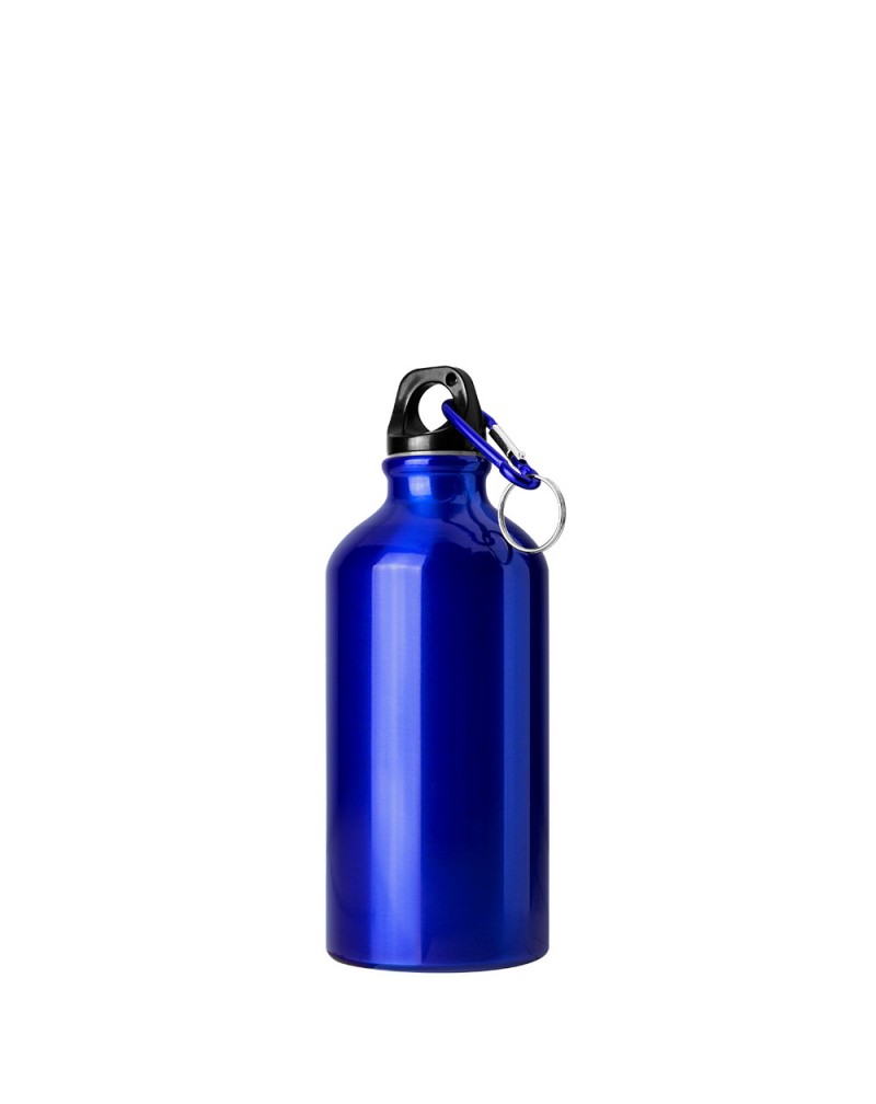 Botellas de aluminio personalizadas azul montaña camping colegio niños niñas regalos camino de Santiago excursiones agua termo