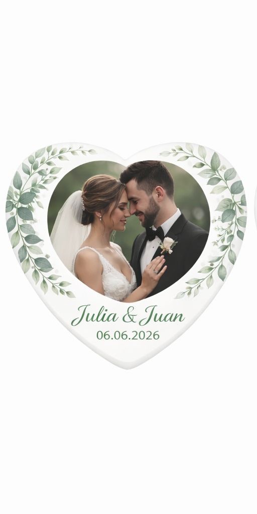 Imán boda corazón personalizado