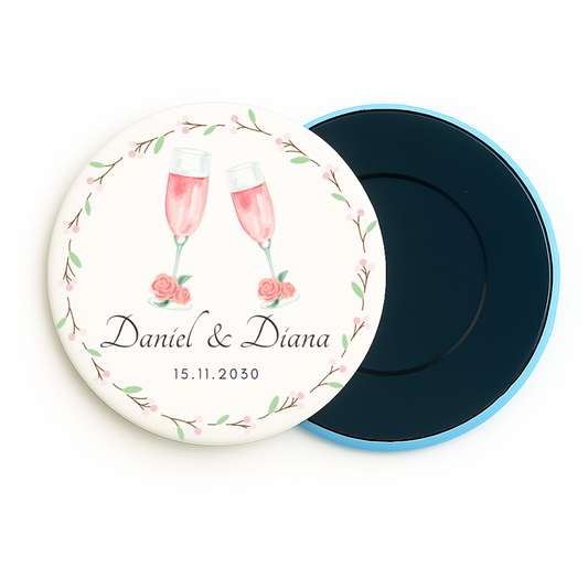 Imán personalizado para bodas con dibujo y texto detalles regalos eventos
