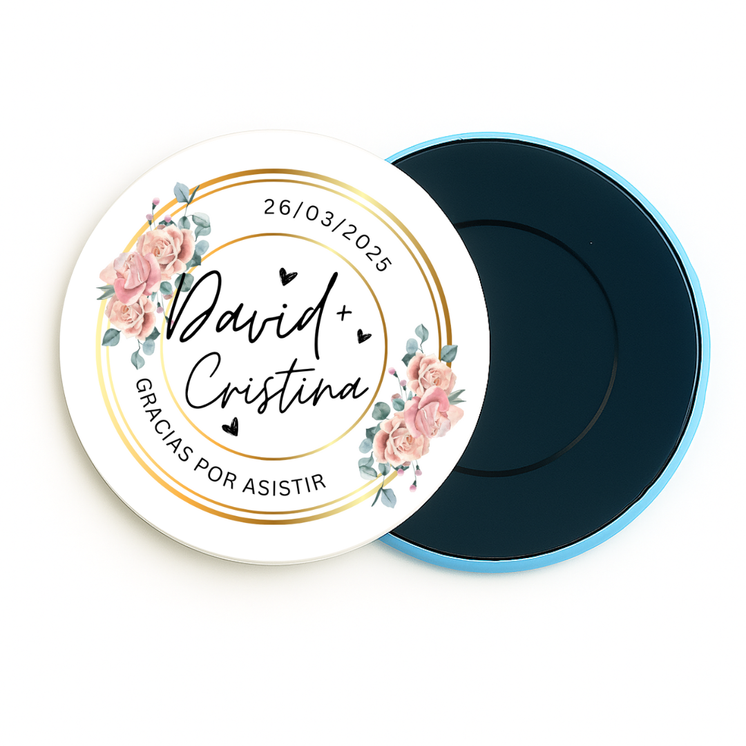 Imanes redondos personalizados para Bodas bautizos comuniones regalos detalles frigoríficos nevera