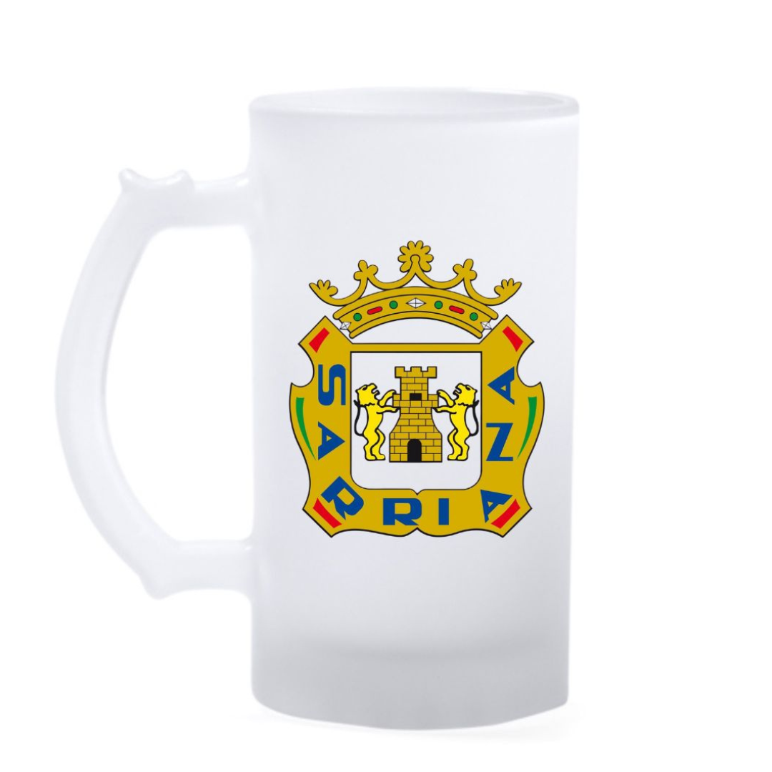 Jarra de cristal efecto hielo personalizada con el escudo del club betterday productos promocionales