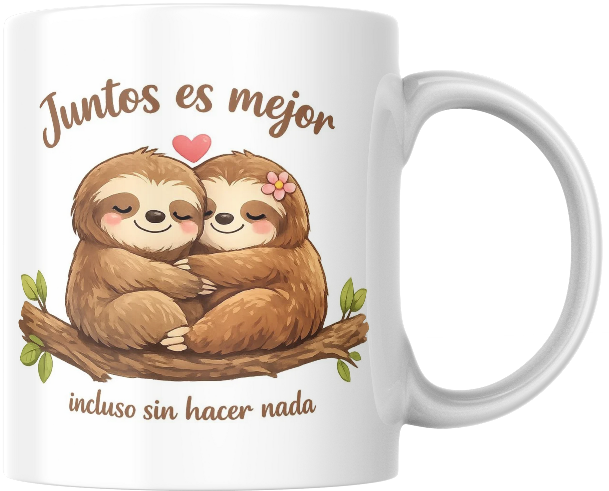 Taza de cerámica blanca de 350 ml con dibujo de dos perezosos juntos para salvar en ti y regalos 