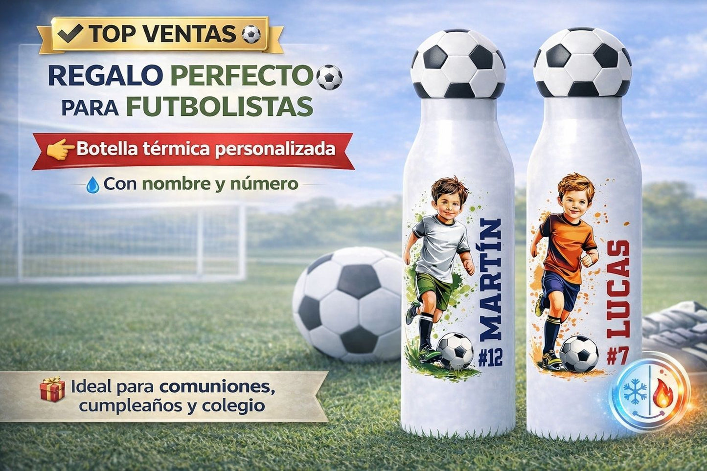 Botella térmica personalizada de FÚTBOL