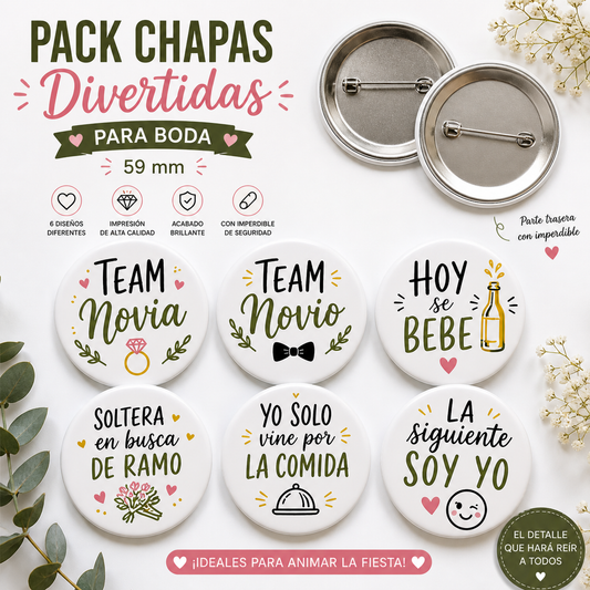 Pack 50 Chapas  – 6 Diseños diferentes