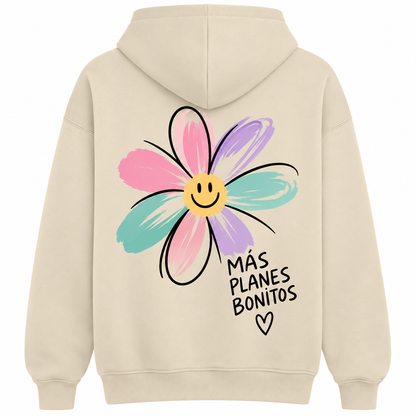 Sudadera Oversize con Capucha Beige “Más Planes Bonitos”
