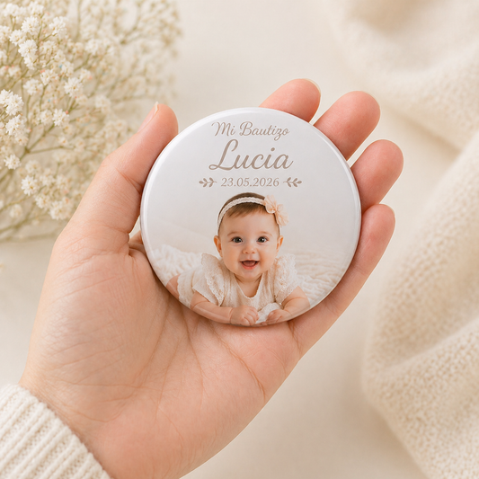 “imán de bautizo personalizado con foto”